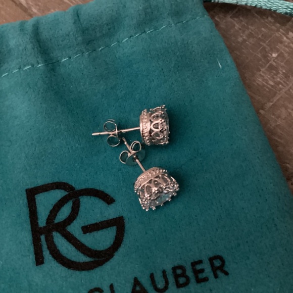 RACHEL GLAUBER Elegant Sterling Silver Royal Princess Round Stud Earrings - Picture 6 of 8